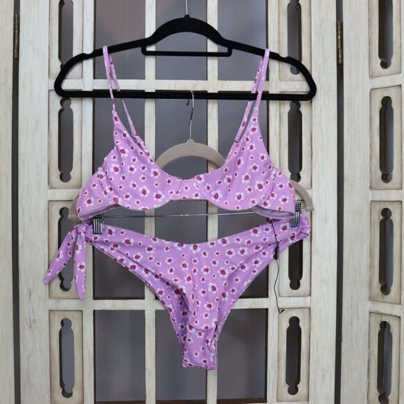 Zaful Purple Floral Print Bikini Set 8 New - Picture 1 of 6